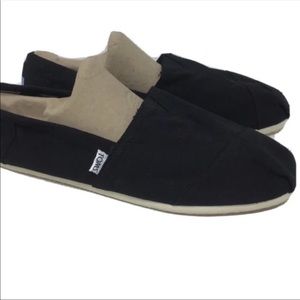 Toms black canvas slip on shoes size 10